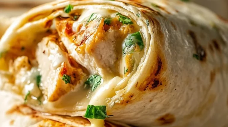 Delicious cheesy garlic chicken wraps served with fresh ingredients
