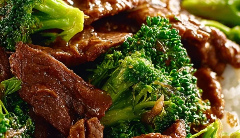 A vibrant plate of Chinese Beef and Broccoli, showcasing tender beef and fresh broccoli.