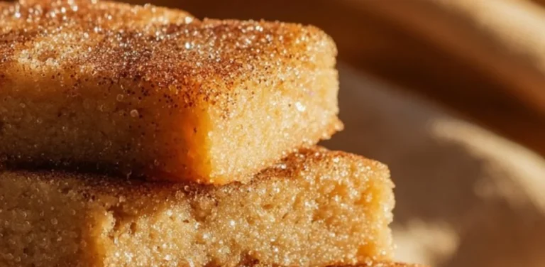 Delicious cinnamon sugar blondies topped with a sprinkle of cinnamon sugar