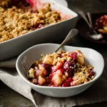 Delicious homemade Cranberry Apple Crisp topped with oats and nuts
