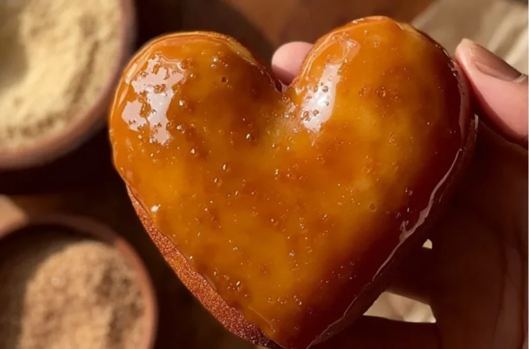 Delicious Crème Brûlée Heart Donuts with caramelized sugar topping