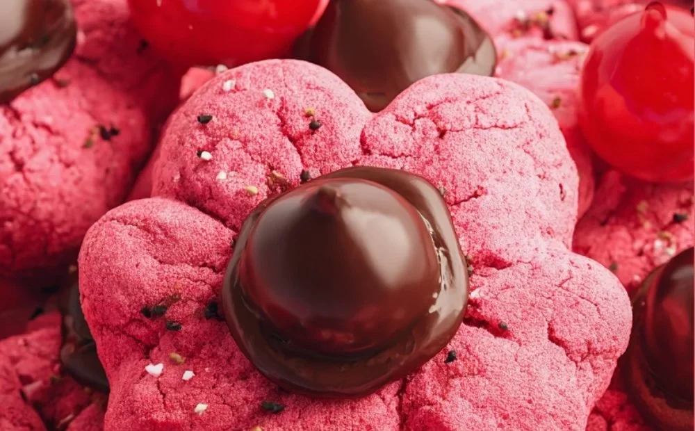 Deliciously crafted easy Cherry Blossom Cookies decorated with pink icing.