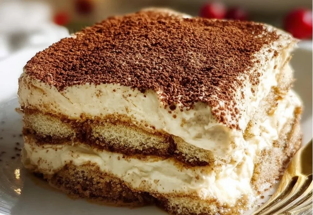 Delicious Gingerbread Tiramisu served in a festive dessert dish