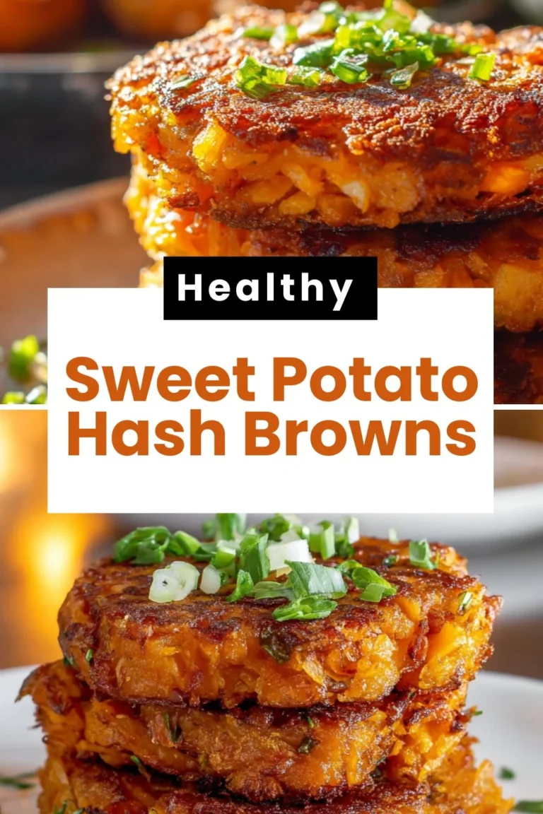 Crispy healthy sweet potato hash browns served on a plate
