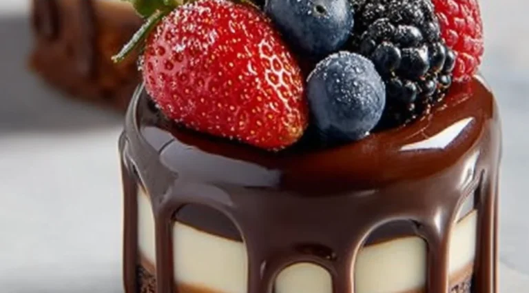 Loaded brownie cheesecake dessert cups in clear cups