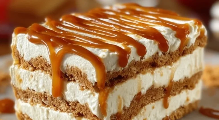 Delicious No-Bake Biscoff Layered Delight dessert served in a glass.