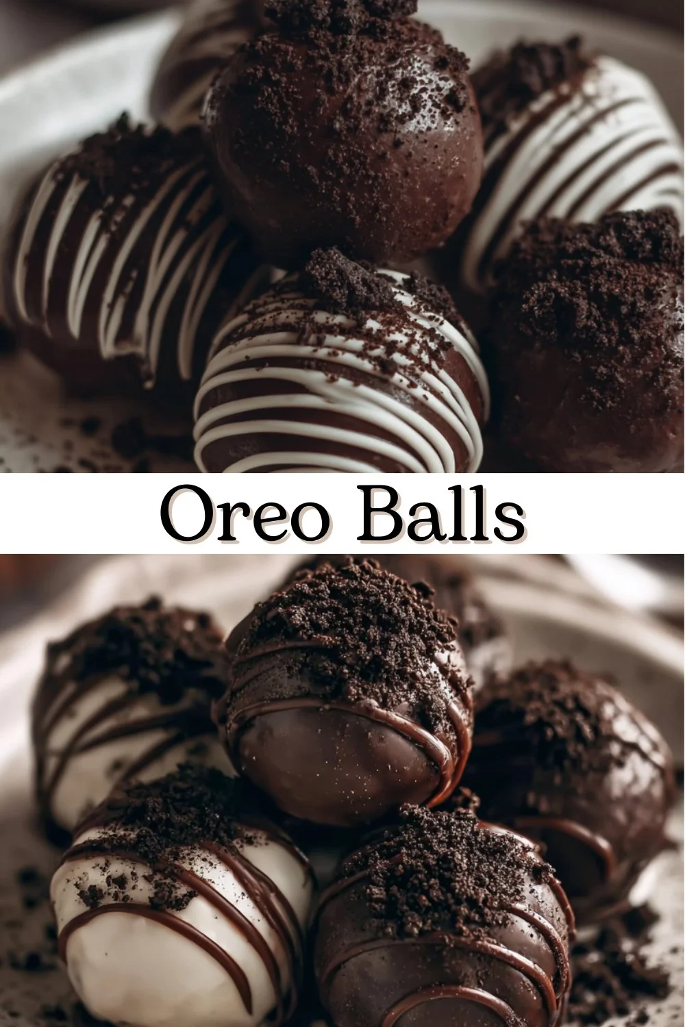 Delicious homemade Oreo Balls coated in chocolate.