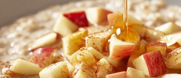 A bowl of creamy porridge topped with fruits and nuts.