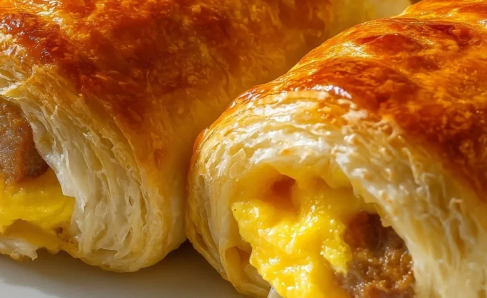 Sausage Egg Breakfast Roll-Ups served on a plate for a quick morning meal.