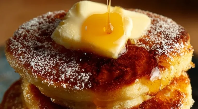 Close-up of churro pancakes topped with chocolate and cinnamon sugar