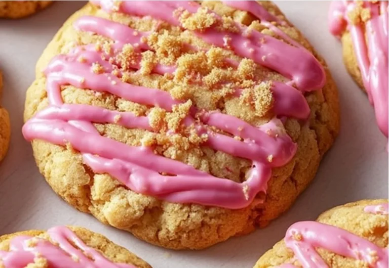 Delicious strawberry crunch cookies with a crispy topping.