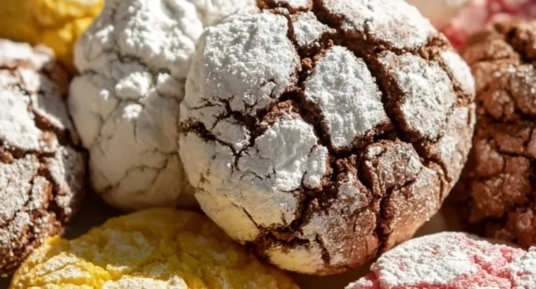 Fluffy 3-ingredient Cool Whip crinkle cookies on a festive plate