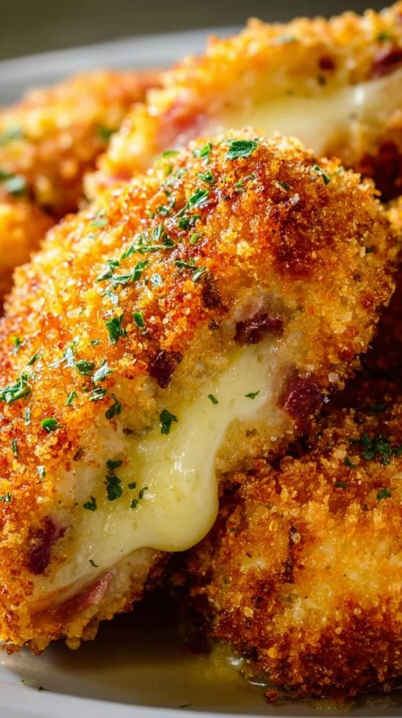 Delicious baked chicken cordon bleu with ham and cheese filling