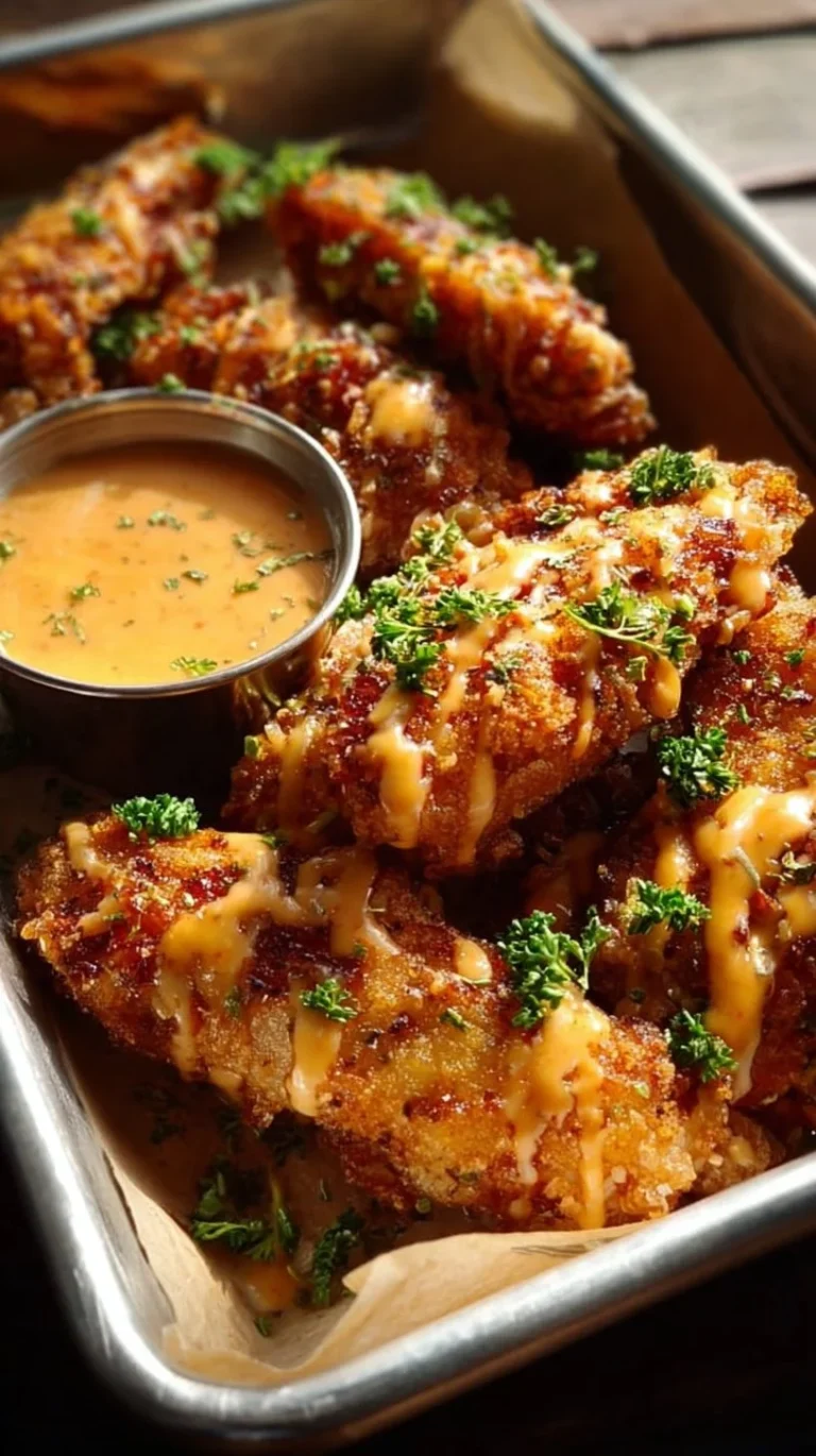 Plate of Bang Bang Chicken with spicy sauce and garnishes