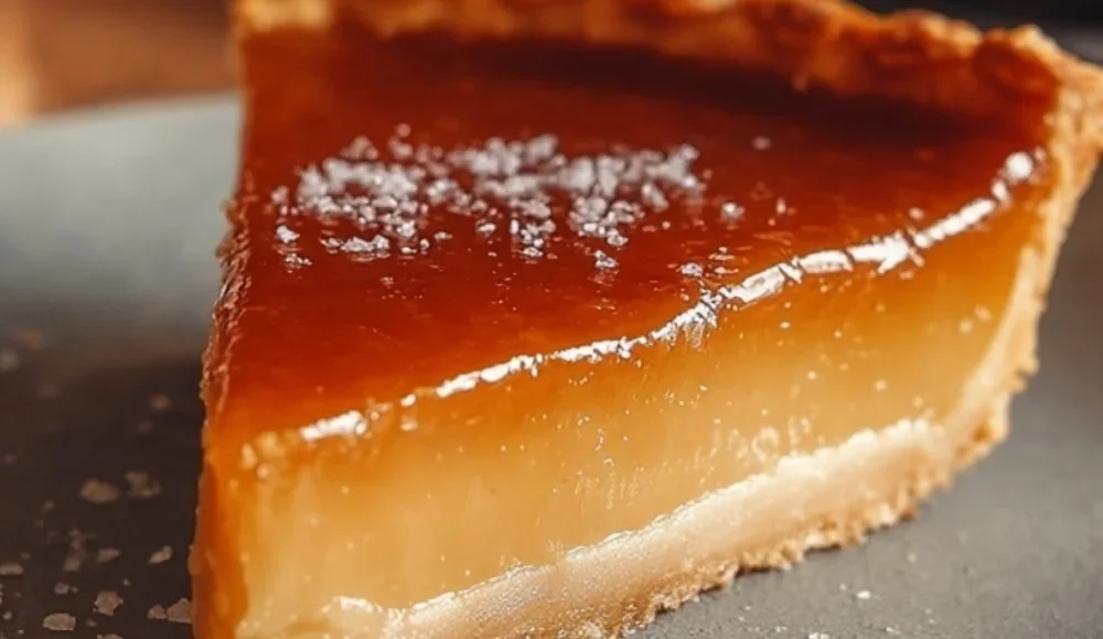 Delicious burnt honey pie with a golden crust and rich filling