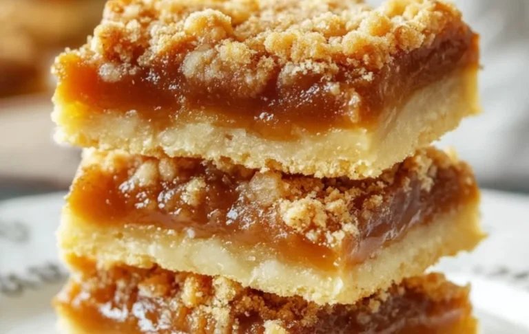 Delicious homemade caramel crumb bars with a buttery crumb topping