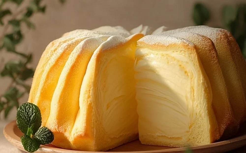 Sliced Carpathian Cake with cream and chocolate layers on a decorative plate.