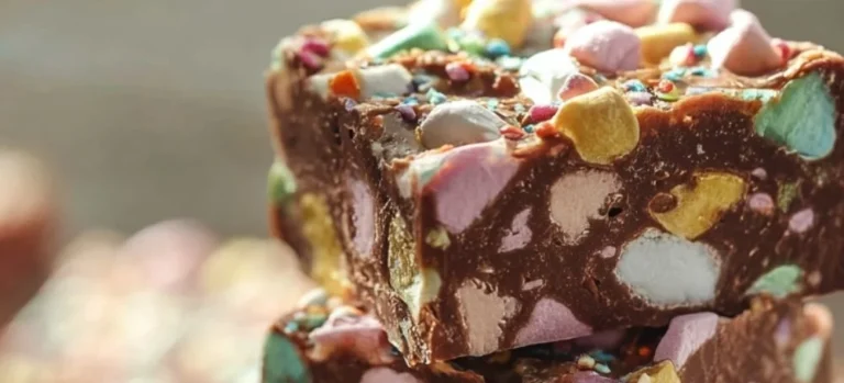 Delicious Chocolate Confetti Squares with colorful sprinkles on top