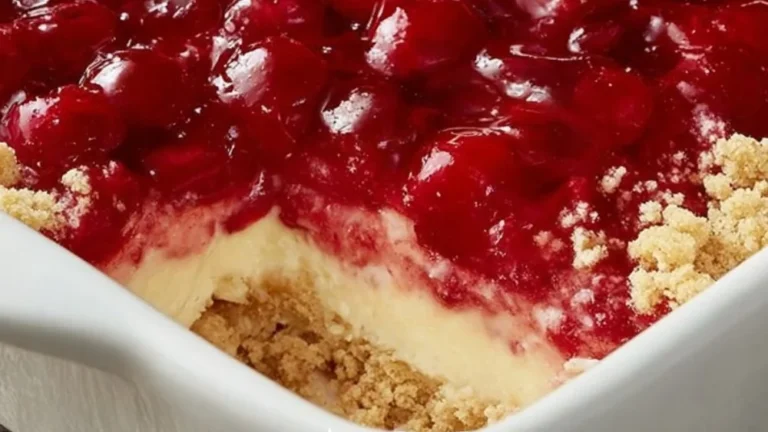 Classic Cherry Delight dessert with creamy filling and fresh cherry topping