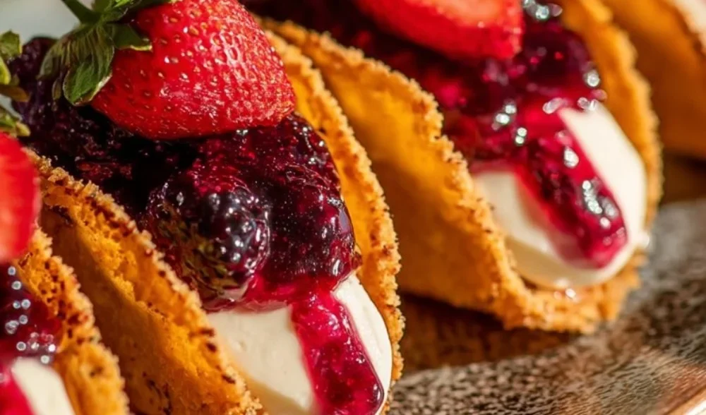 Delicious dessert tacos filled with sweet treats and topped with colorful sprinkles