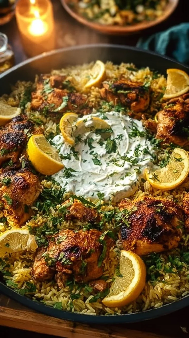 Delicious dump and bake chicken tzatziki rice served in a bowl
