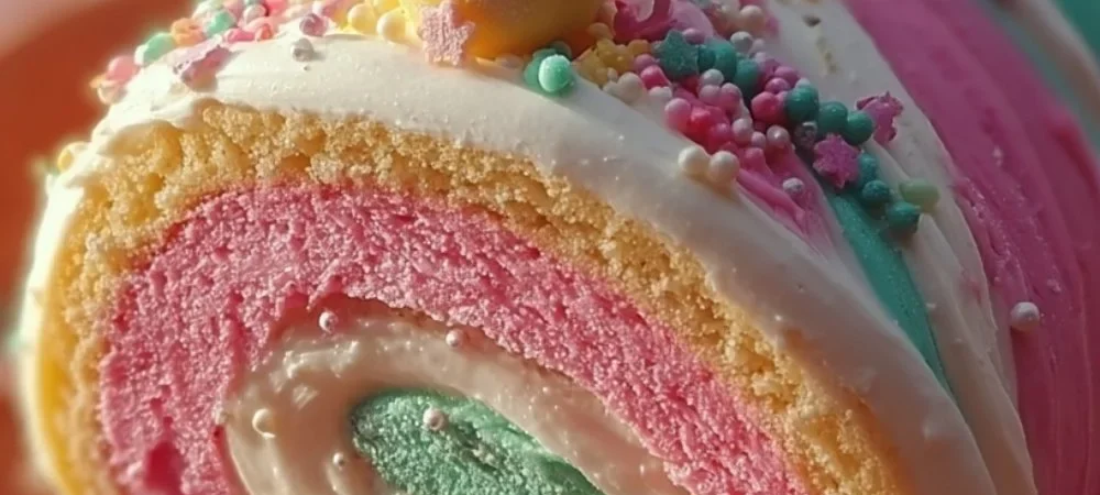 Colorful Easter Cake Roll decorated for spring celebrations