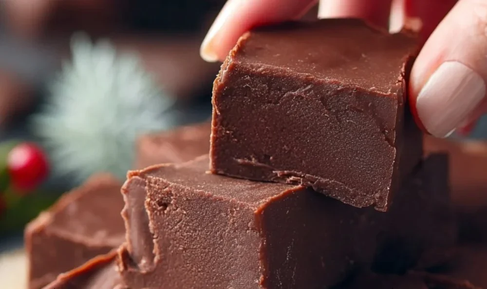 Delicious homemade chocolate fudge with a smooth texture and rich flavor