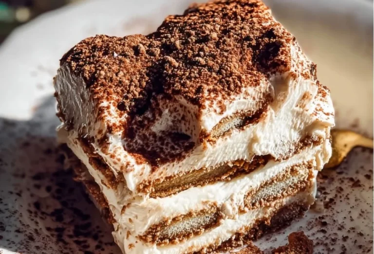 Delicious Gingerbread Tiramisu dessert with layers of gingerbread and creamy filling.