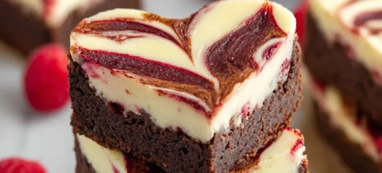 Delicious heart shaped brownies decorated with chocolate and sprinkles
