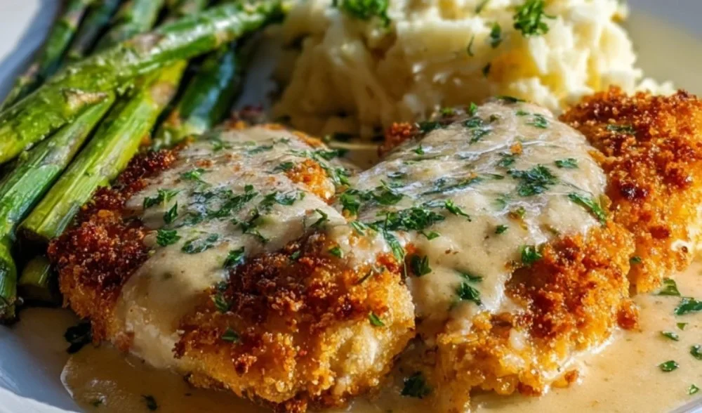 Delicious Hot Honey Feta Chicken served with herbs and spices