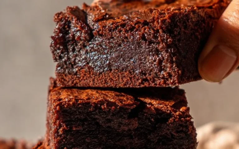 Delicious mochi brownies with a chewy texture and rich chocolate flavor on a plate.