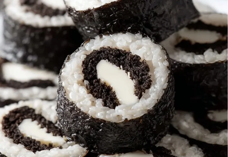 Delicious Oreo Sushi Rolls served on a plate with toppings