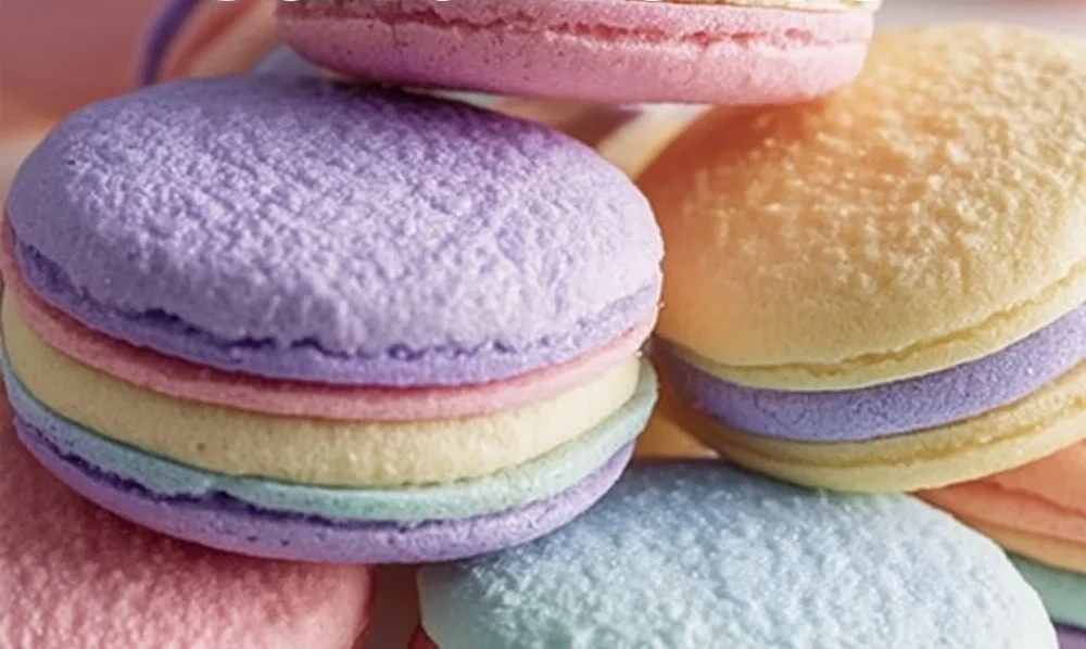 Pastel sugar cookie sandwiches filled with creamy frosting