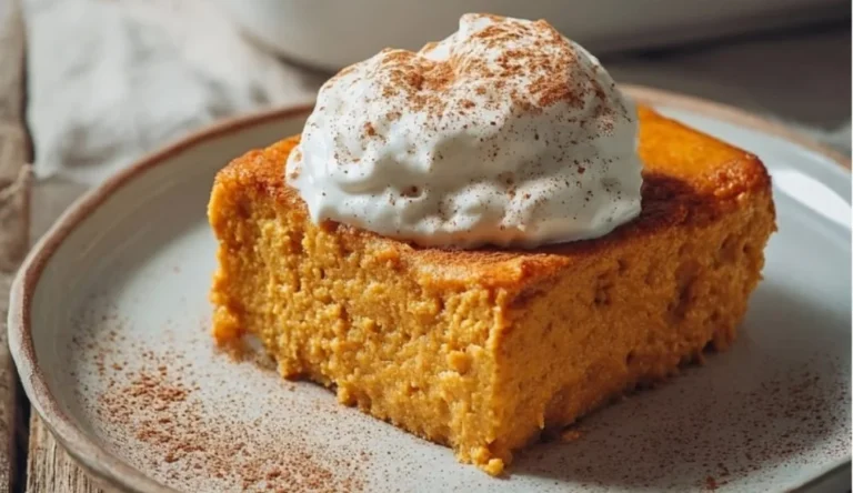 Pumpkin Cottage Cheese Bake topped with nuts and spices for a healthy dessert