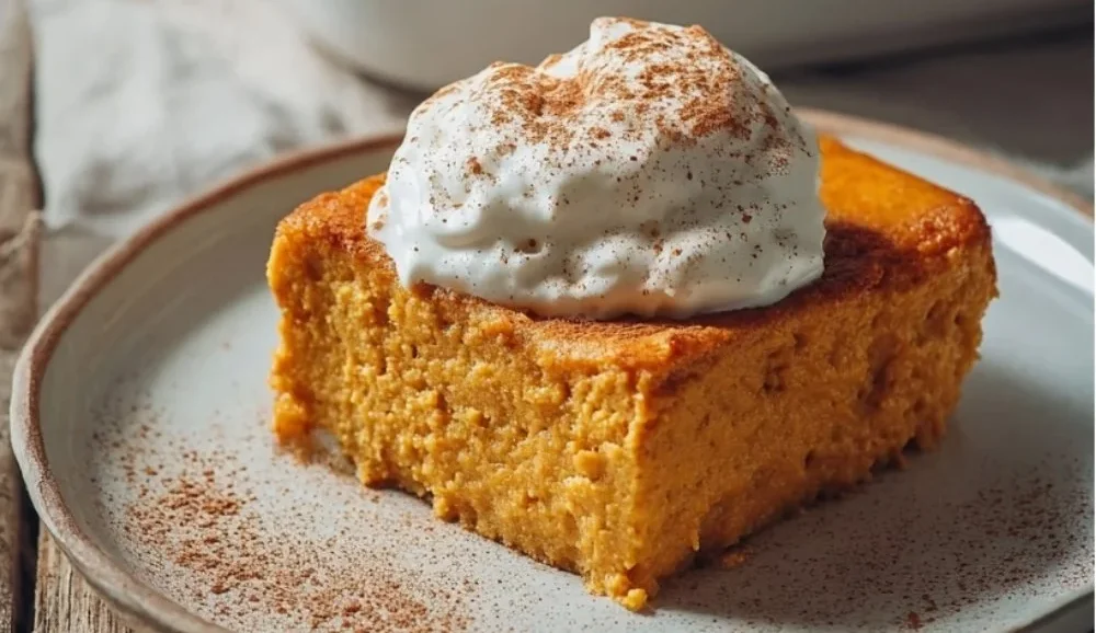 Pumpkin Cottage Cheese Bake topped with nuts and spices for a healthy dessert