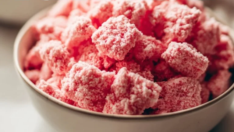 Quick Strawberry Shortcake Puppy Chow - a delicious dessert treat