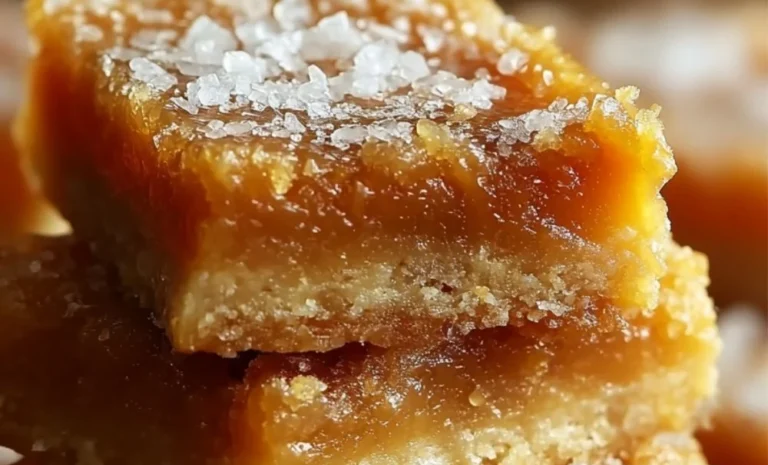 Delicious salted caramel butter bars topped with a sprinkle of sea salt
