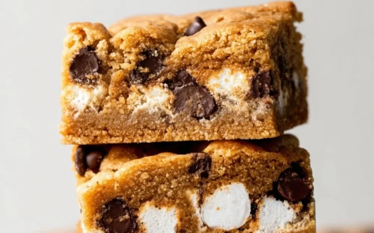 Delicious S'mores Cookie Bars with chocolate, marshmallow, and graham cracker layers