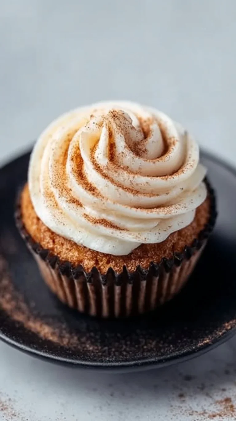 Delicious cinnamon roll cupcakes topped with creamy frosting and cinnamon sugar