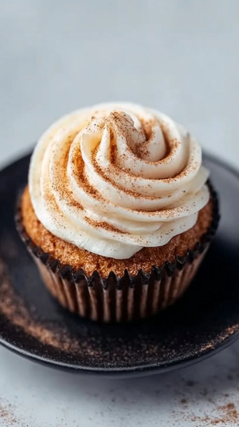 Delicious cinnamon roll cupcakes topped with creamy frosting and cinnamon sugar