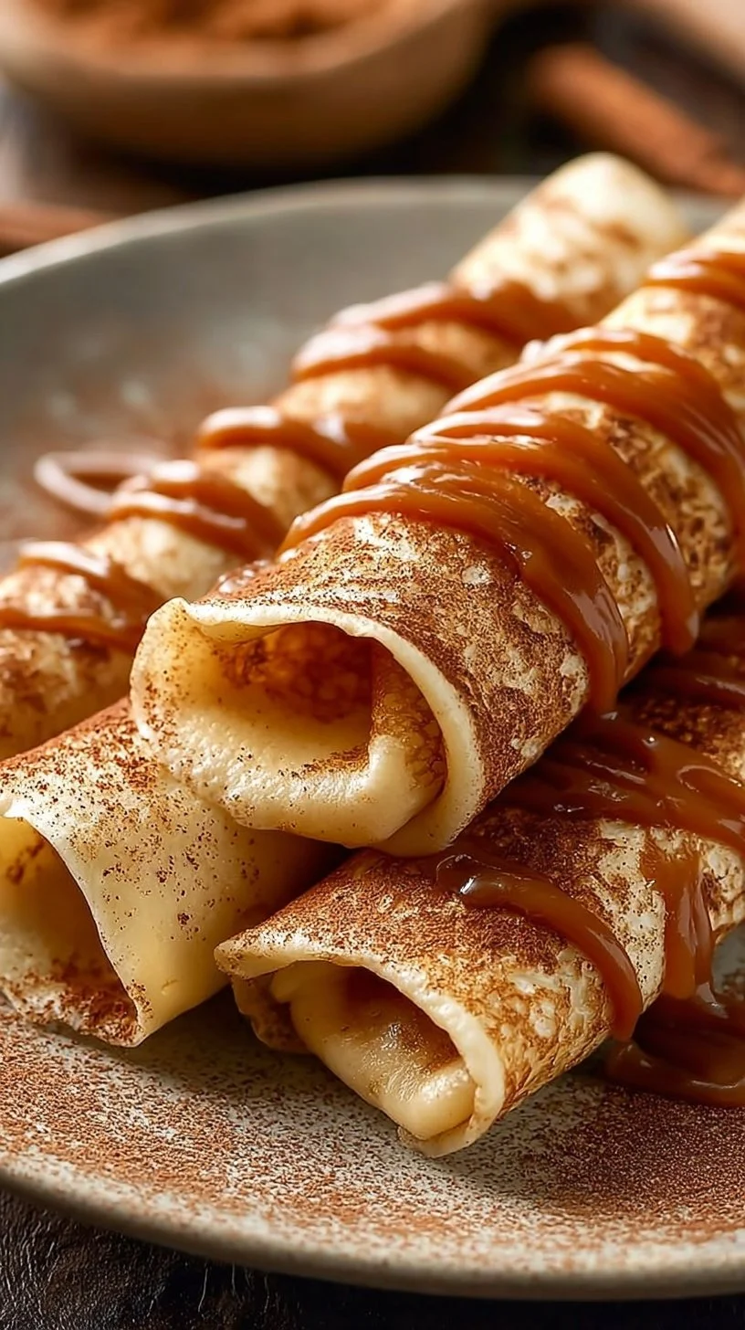 Delicious Cinnamon Roll Protein Crepes topped with cinnamon and protein powder