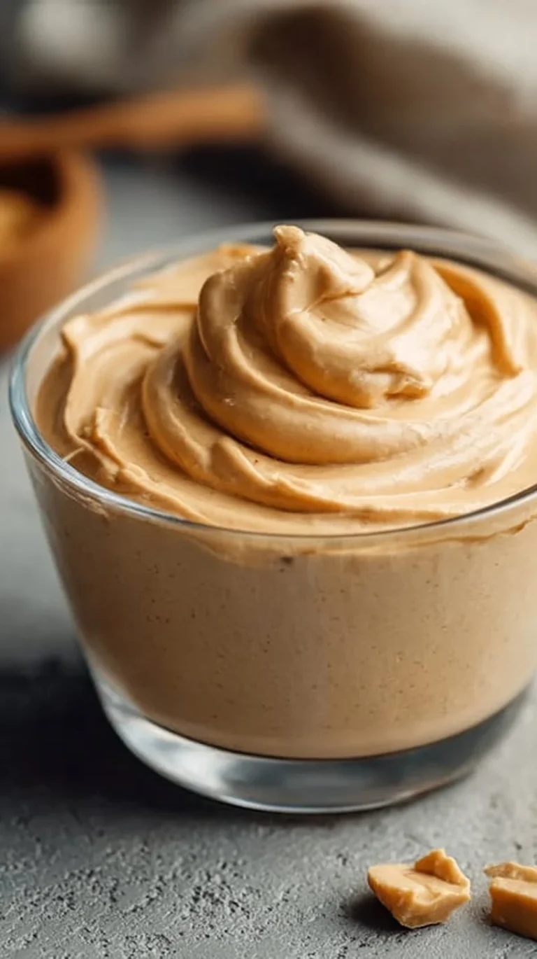 Cottage cheese peanut butter mousse dessert in a glass