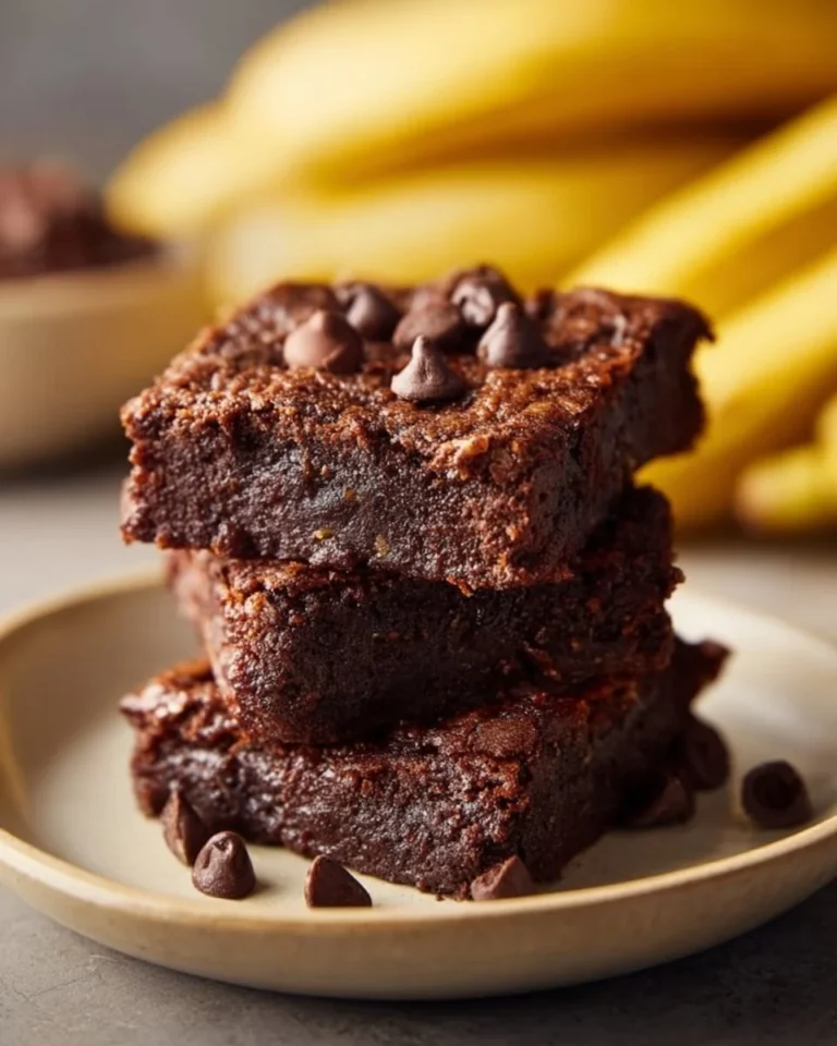 Healthy banana brownies made with ripe bananas and wholesome ingredients.