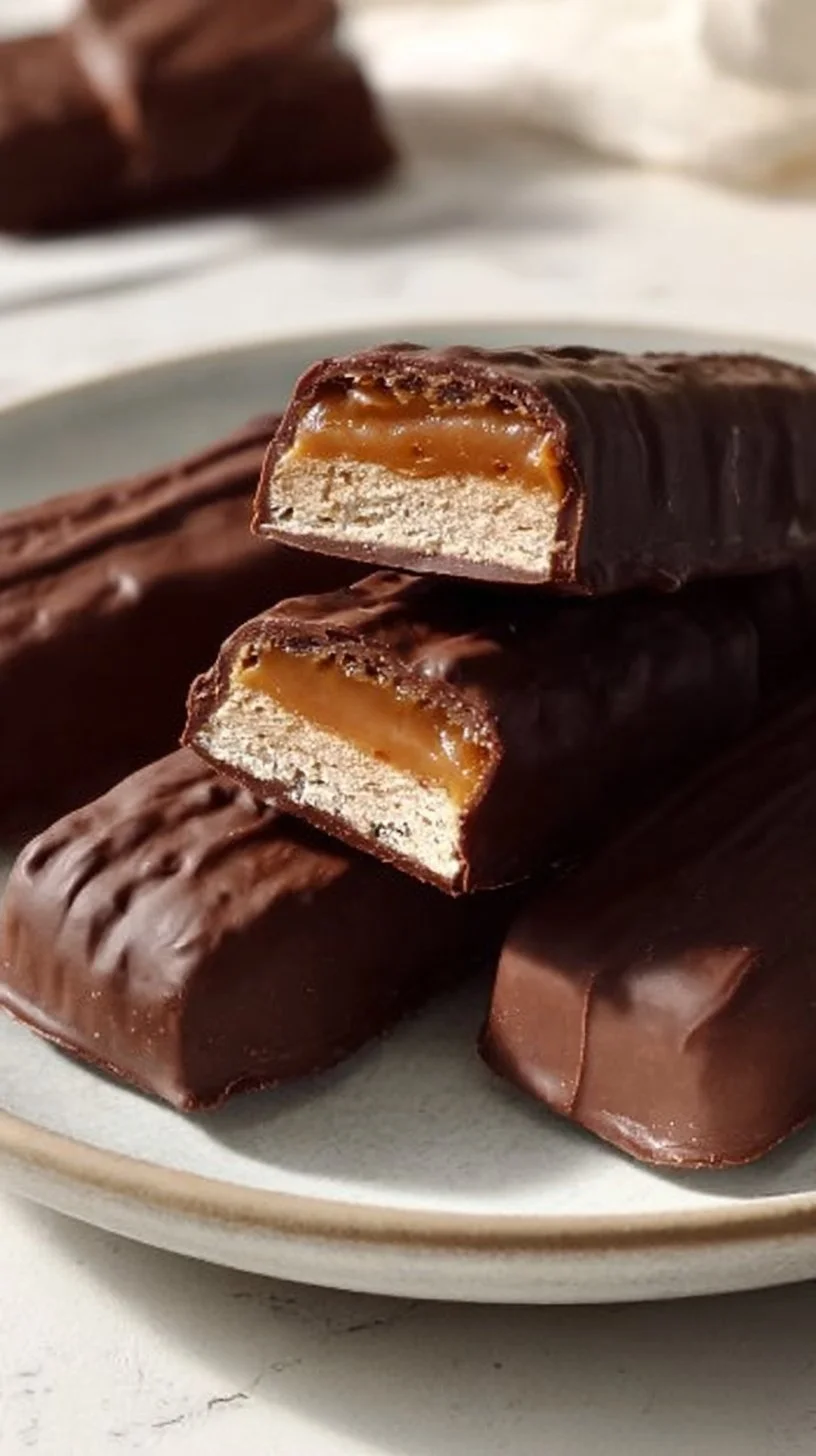 Homemade gluten-free Healthy Twix Bars on a white plate