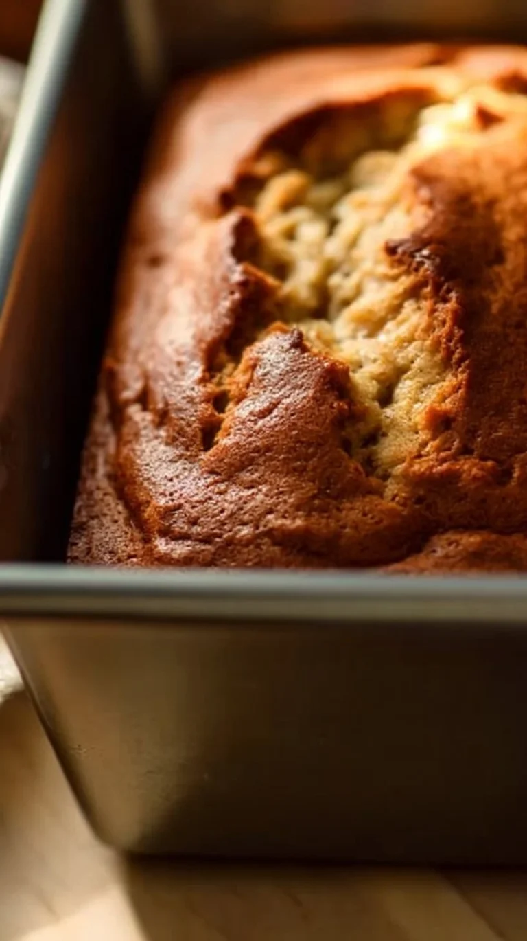 Sliced high protein banana bread on a wooden cutting board
