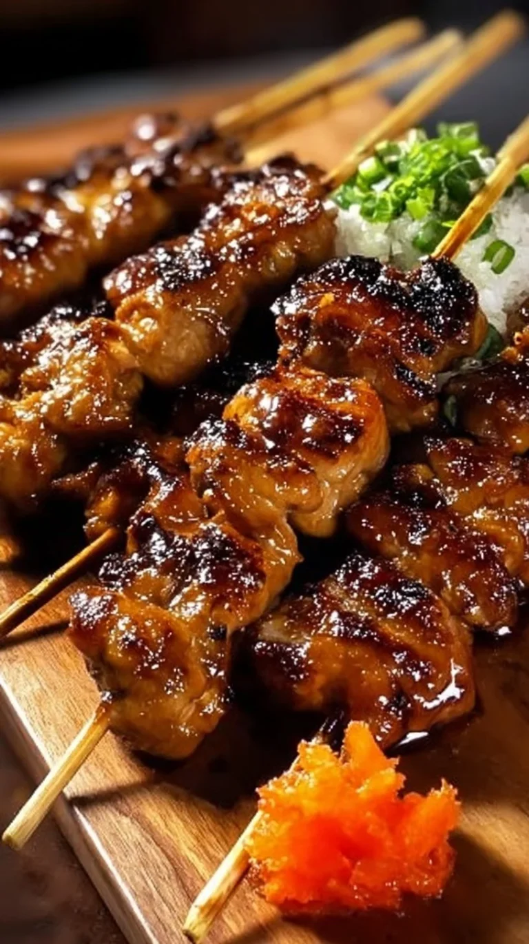 Delicious grilled chicken yakitori skewers with a flavorful marinade