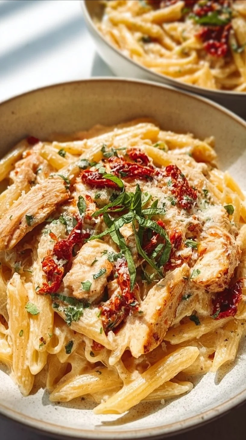 Delicious Marry Me Chicken Pasta served in a bowl with herbs and sauce