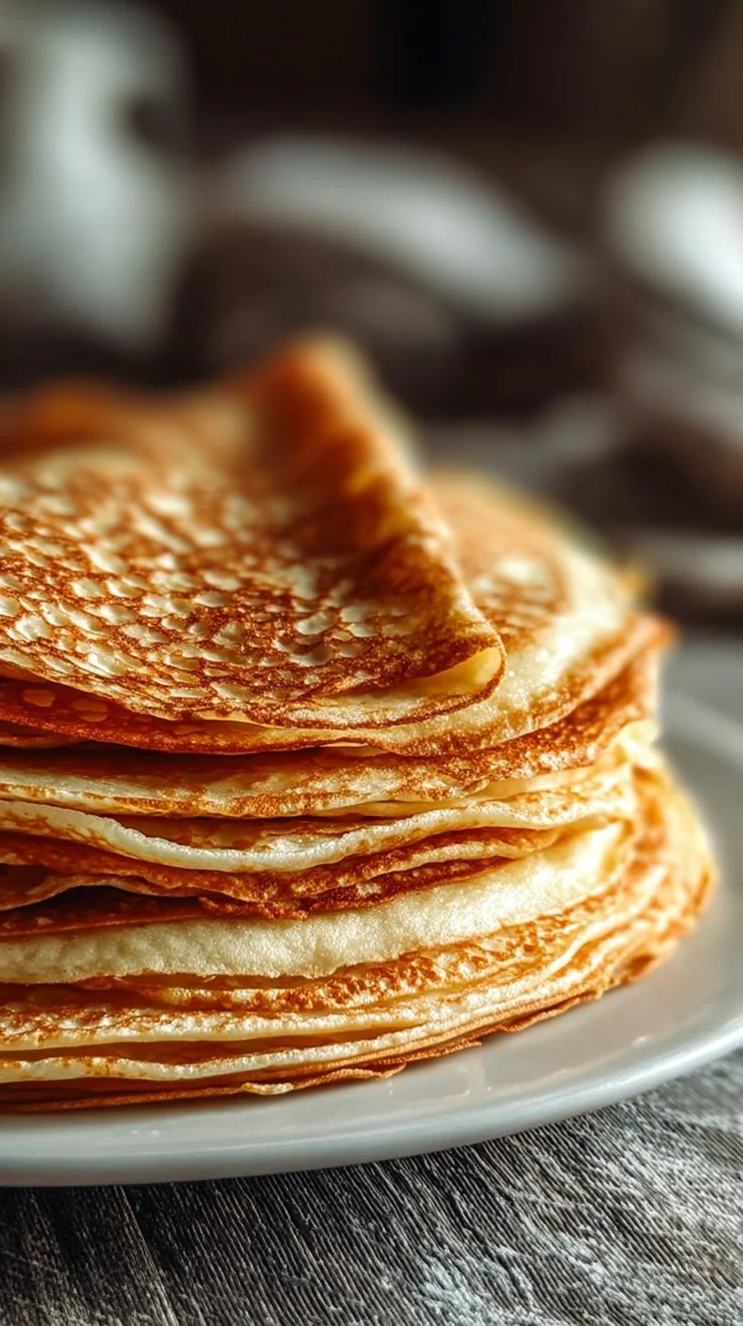 Delicious and healthy oatmeal crepes served with fresh fruits and syrup