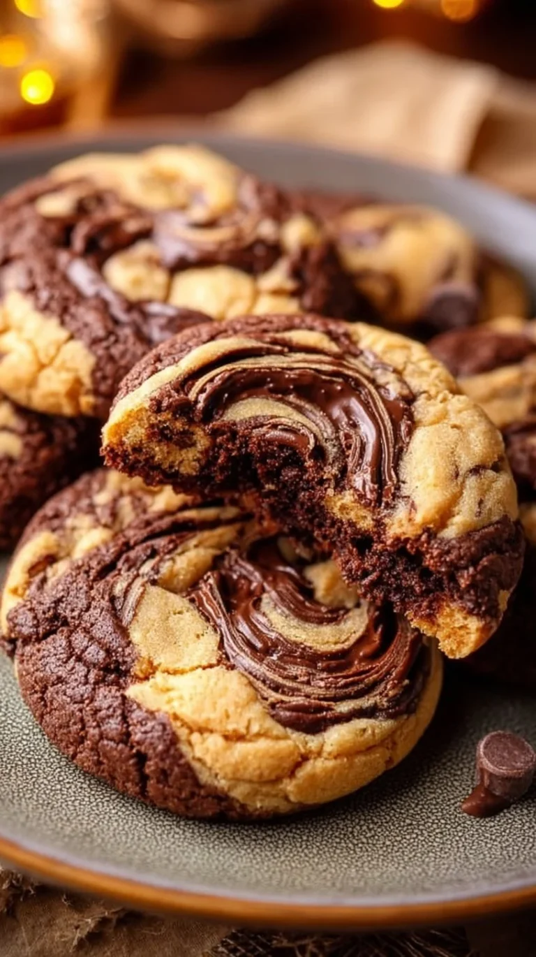 Delicious Peanut Butter Brownie Swirl Cookies on a plate