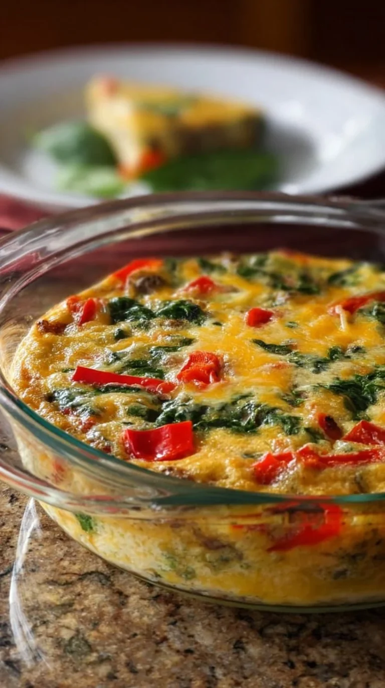 Delicious Sausage and Egg Whole30 Breakfast Casserole served in a baking dish
